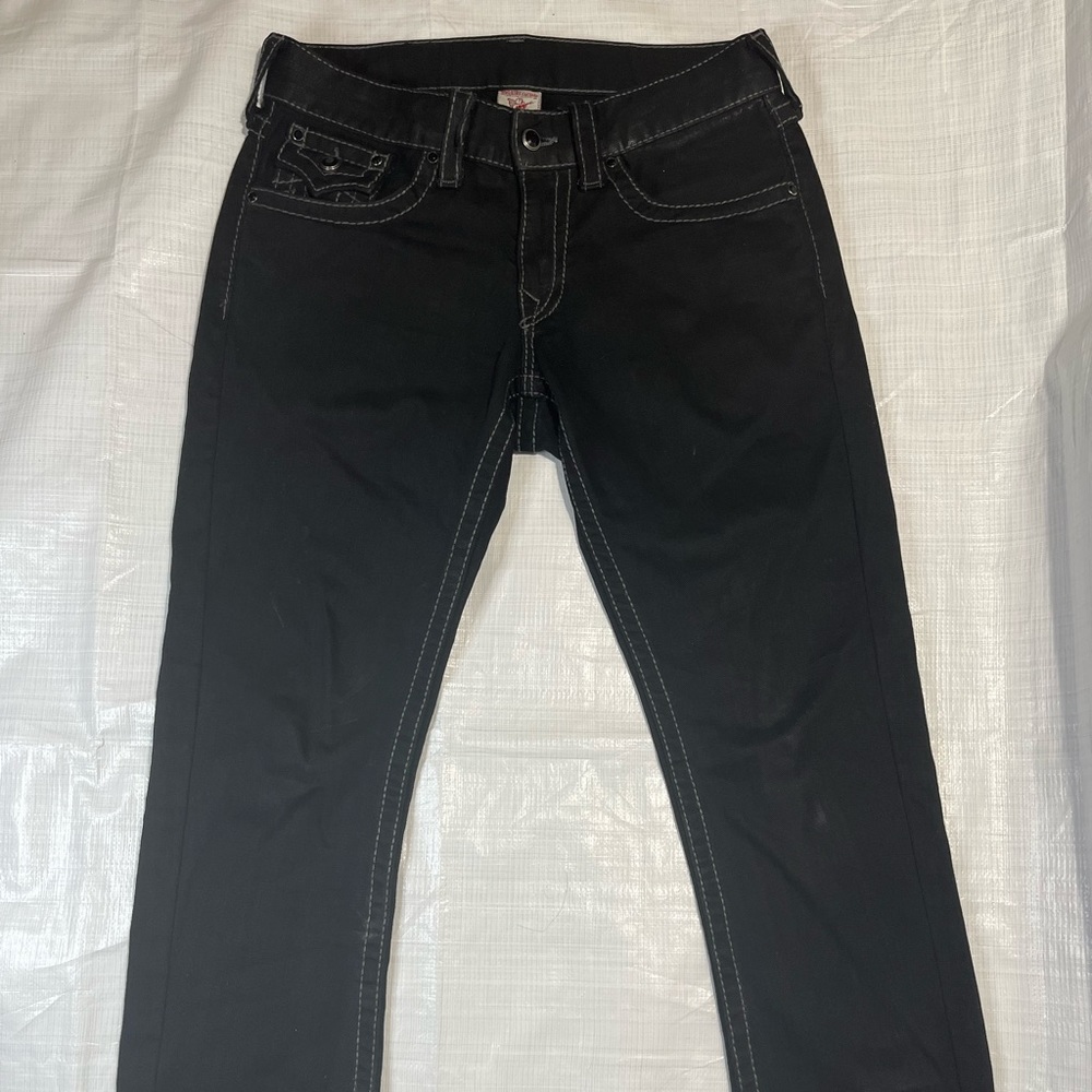 True Religion Big-T x Swarovski Crystal Black Jeans